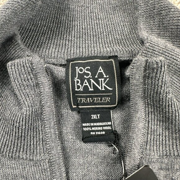Jos A Bank 1/4 Zip Mock Neck Pullover Sweater Gray Men’s Size 2XLT - Picture 2 of 7